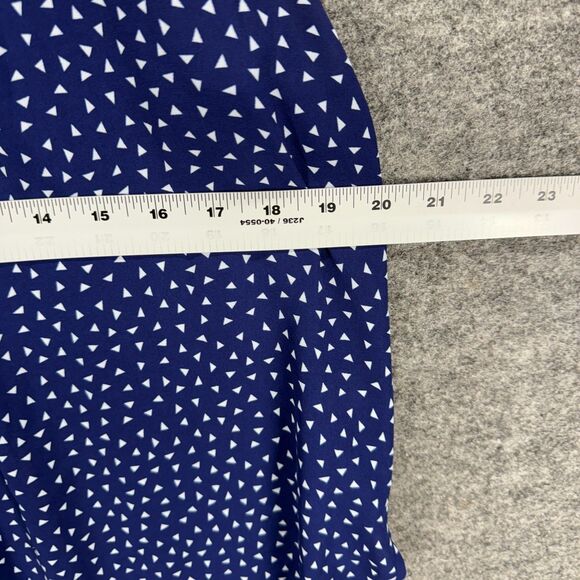 Sweet Rain Blouse Women L Large Blue Geometric Short Sleeve Hook & Eye Casual - Picture 5 of 7